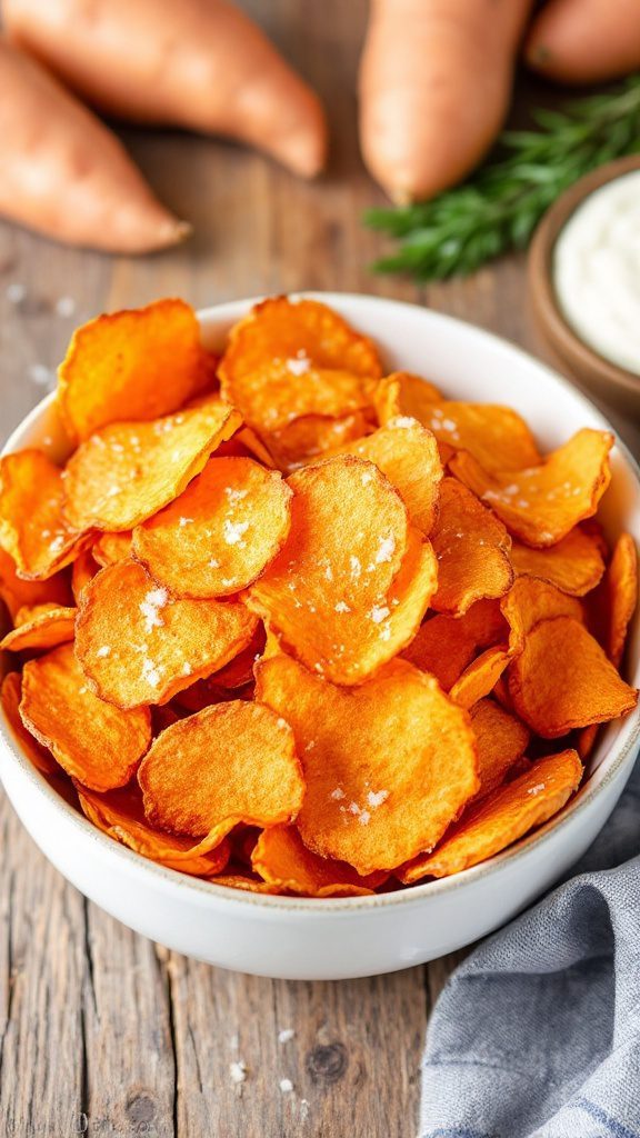 Easy and low fat appetizer: sweet potato chips made by your air fryer