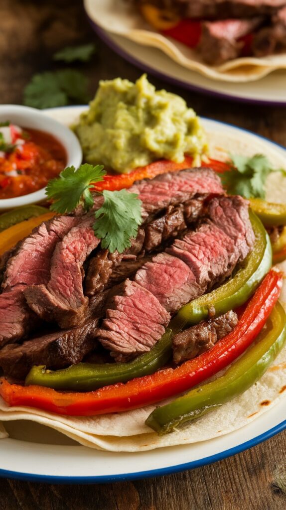 These steak fajitas are a fantastic choice! Packed with juicy strips of steak, colorful bell peppers, and zesty spices, this recipe is a joy.