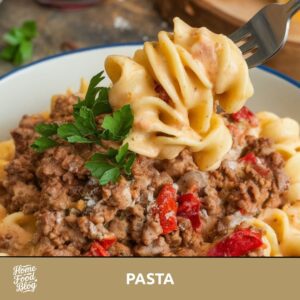 This creamy pasta with meat and cream cheese is your answer! It's a delightful fusion of flavors that will leave your taste buds singing.