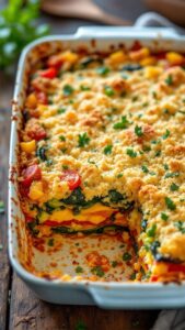 This hearty vegetarian casserole is just what you need. Packed with wholesome vegetables and delicious flavors, it's a satisfying meal that everyone will love.
