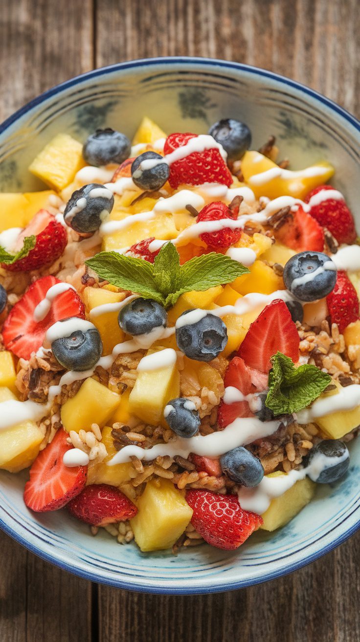 Tropical Wild Rice and Fruit Salad with Creamy Dressing