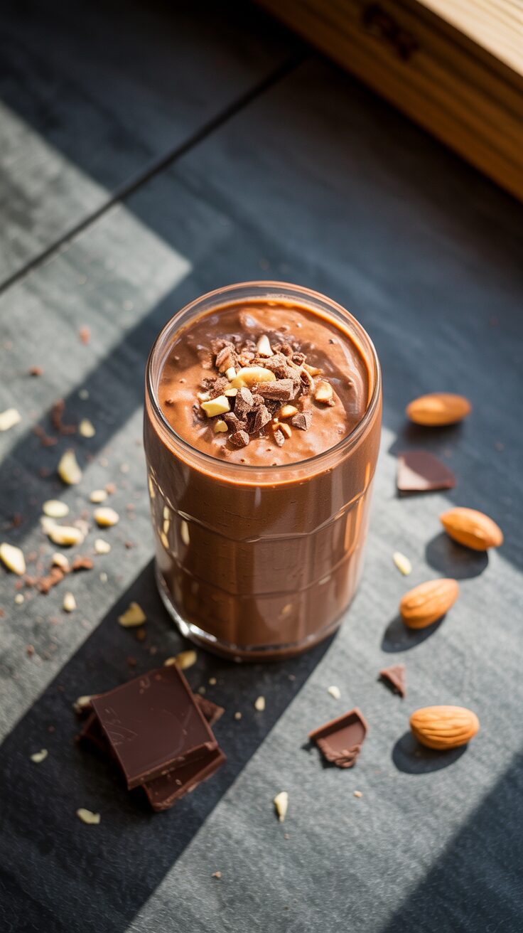 This Chocolate Almond Butter Crunch Smoothie is a delightful blend of rich cocoa and creamy almond butter, making it a perfect treat.