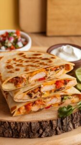 This cheesy chicken quesadilla is your answer! It's loaded with tender chicken, gooey cheese, and just the right amount of spice.