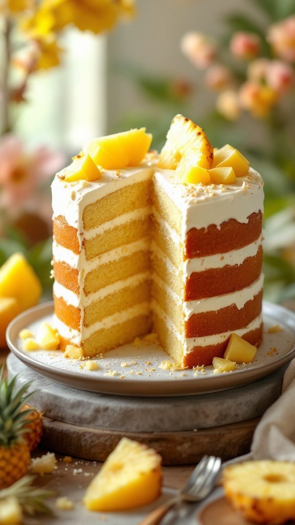 Delicious Juicy Tropical Pineapple Heaven Cake