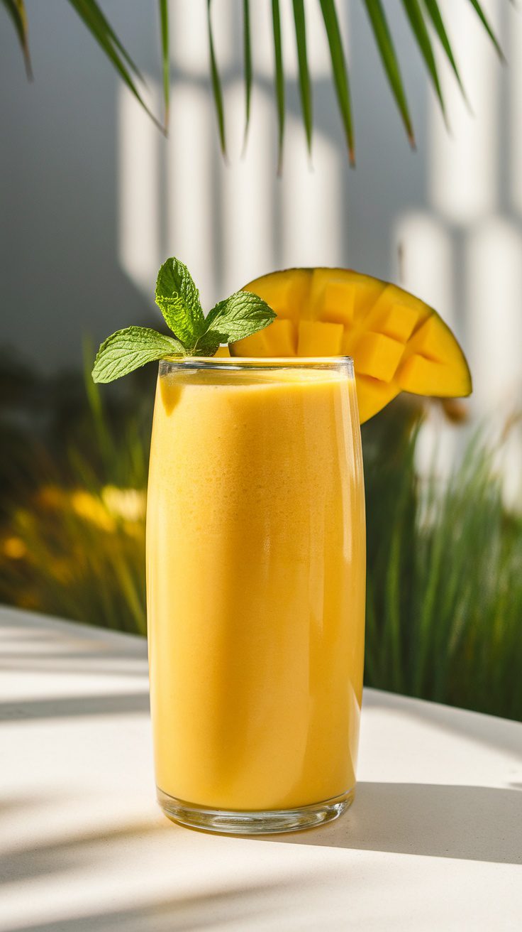 This tropical mango smoothie is creamy and with vibrant flavor, it's an experience that transports you straight to a sunny beach.