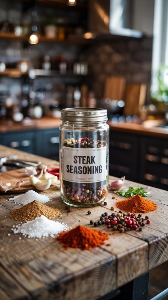 This homemade steak seasoning is just what you need to elevate your grilling experience. It combines a blend of spices that perfectly complements the rich, savory flavor of the meat.