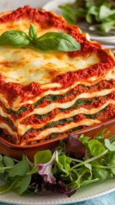 This lasagna takes the traditional recipe you know and love and adds a delightful twist with fresh spinach and creamy ricotta.