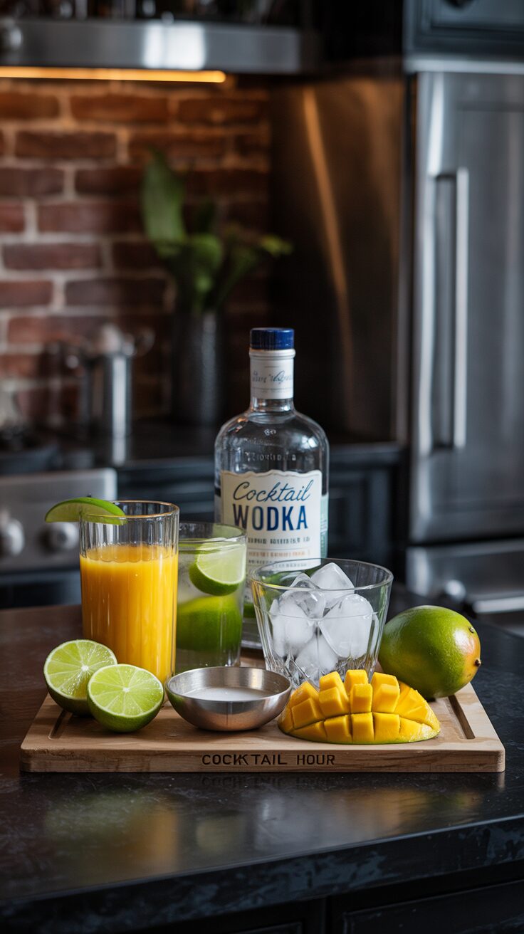 This mango vodka cocktail is a perfect choice for warm evenings or summer gatherings. It's a delightful blend of sweet and tangy flavors.