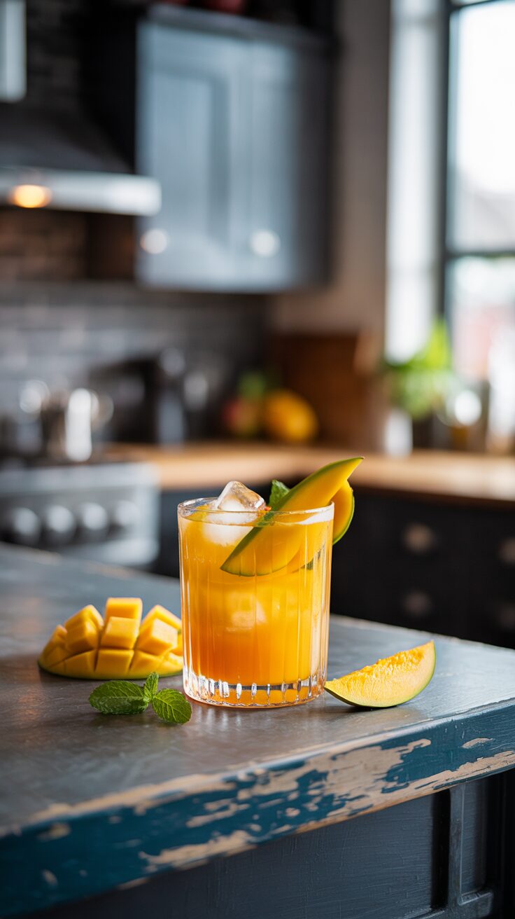 This mango vodka cocktail is a perfect choice for warm evenings or summer gatherings. It's a delightful blend of sweet and tangy flavors.