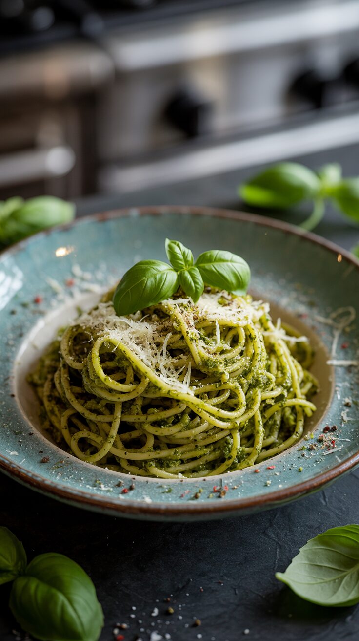 This classic pasta Al pesto pasta will become your new go-to meal - with just a handful of ingredients, you have an aromatic, delicious dish.