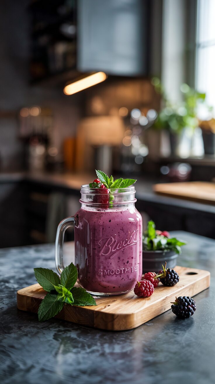 This blackberry smoothie is your new favorite! Packed with vibrant blackberries and antioxidants, this drink is delicious and healthy.