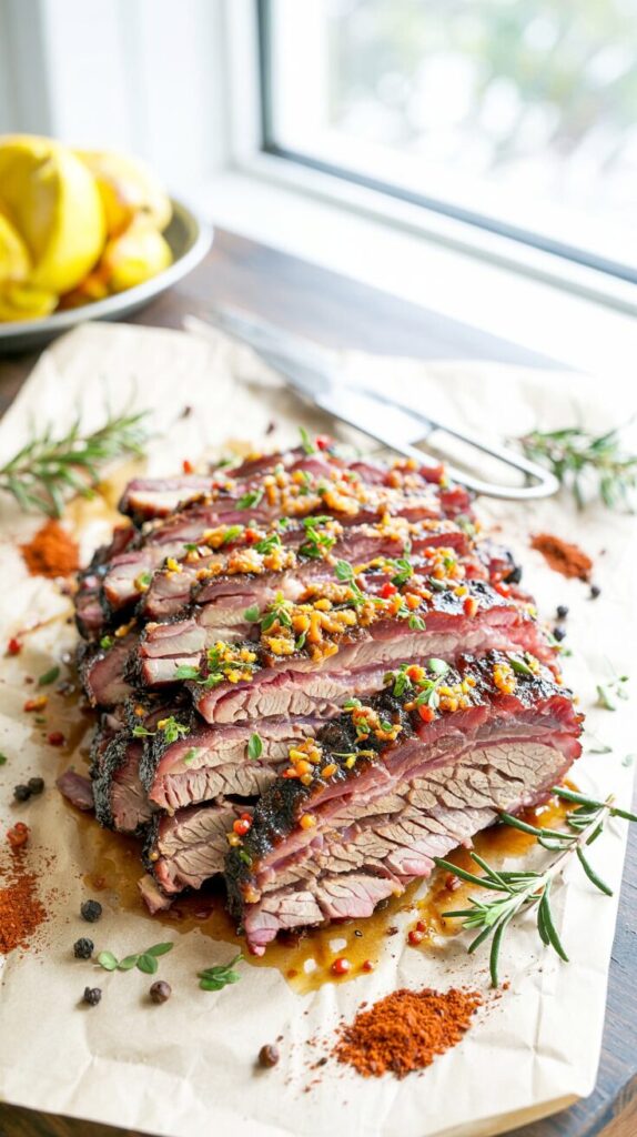 This smoky BBQ brisket with signature rub is perfect! This seasoned and slow-cooked this meal that will make you the star of any gathering.