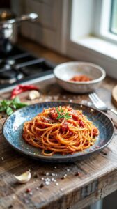 This delicious Spaghetti Arrabbiata adds a velvety twist that elevates the flavors and brings a new dimension to your dinner table.