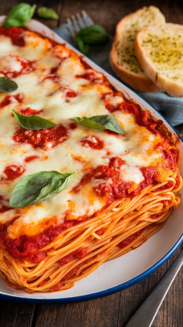 This spaghetti bake is your new favorite. With layers of pasta, sauce, and cheese, it’s a meal that will satisfy everyone around the table.