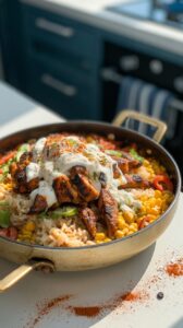 This Street Corn Chicken Rice Bowl is packed with chicken, street corn, and perfectly seasoned rice, it's an easy-to-make delicious dish.