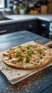 This Chicken Alfredo Flatbread is a winner. It's a delightful fusion of creamy Alfredo sauce and tender chicken, all on a crispy flatbread.