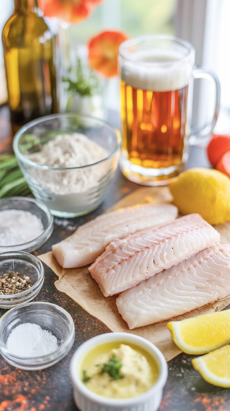 This beer battered fish fry recipe batter combines simple ingredients to create a light and crispy coating perfect for deep frying.