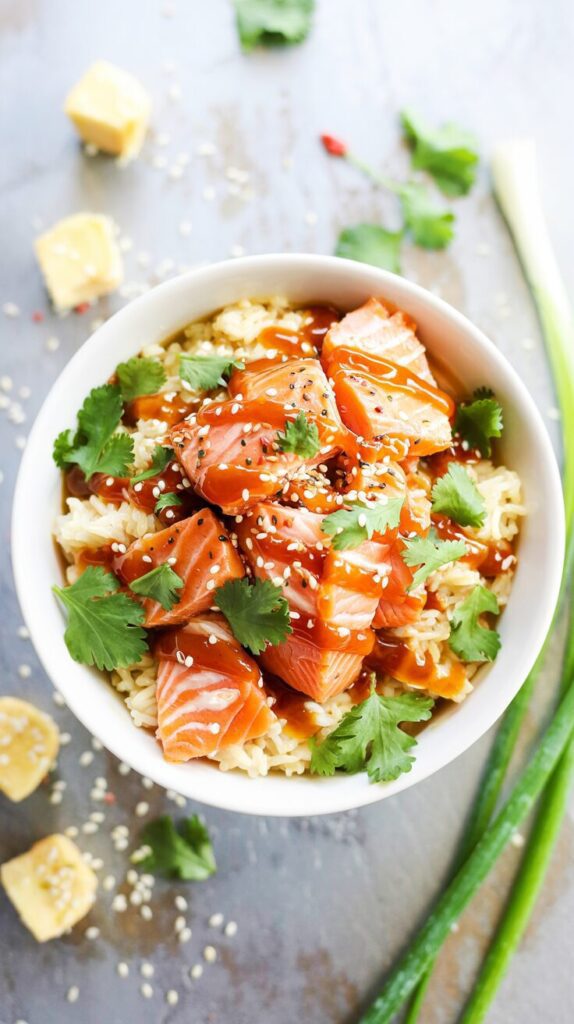 These Honey Sriracha Salmon Bowls are a perfect choice for a healthy dinner, combining the sweetness of honey with the spicy kick of sriracha.