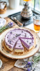 This lavender cheesecake is a delightful dessert that combines the creamy richness of cheesecake with the subtle floral notes of lavender.