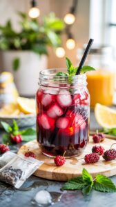 Mulberry Iced Tea is a delightful and refreshing beverage that combines brewed tea with mulberry juice, creating a sweet and tangy drink.
