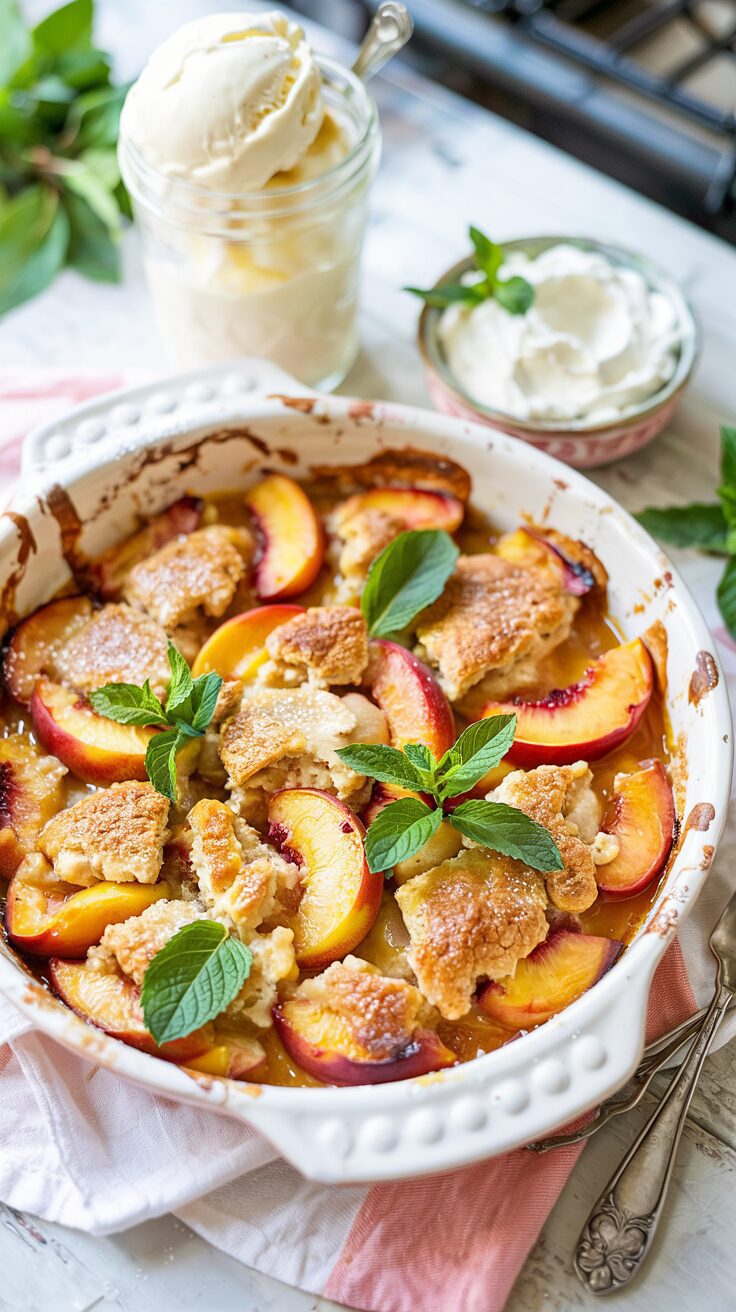 This Southern Peach Cobbler is a delightful dessert that showcases the sweetness of fresh peaches. It's a perfect choice for family dinners.