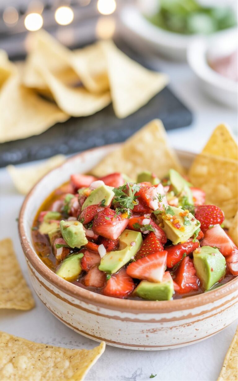 This vibrant Strawberry Avocado Salsa is a fresh, delightful blend of sweet strawberries and creamy avocado, perfect for summer gatherings.