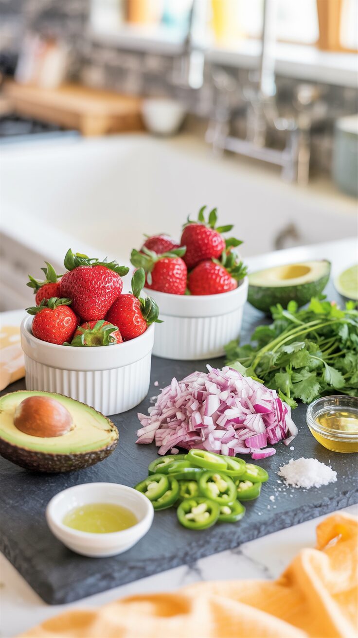 This vibrant Strawberry Avocado Salsa is a fresh, delightful blend of sweet strawberries and creamy avocado, perfect for summer gatherings.