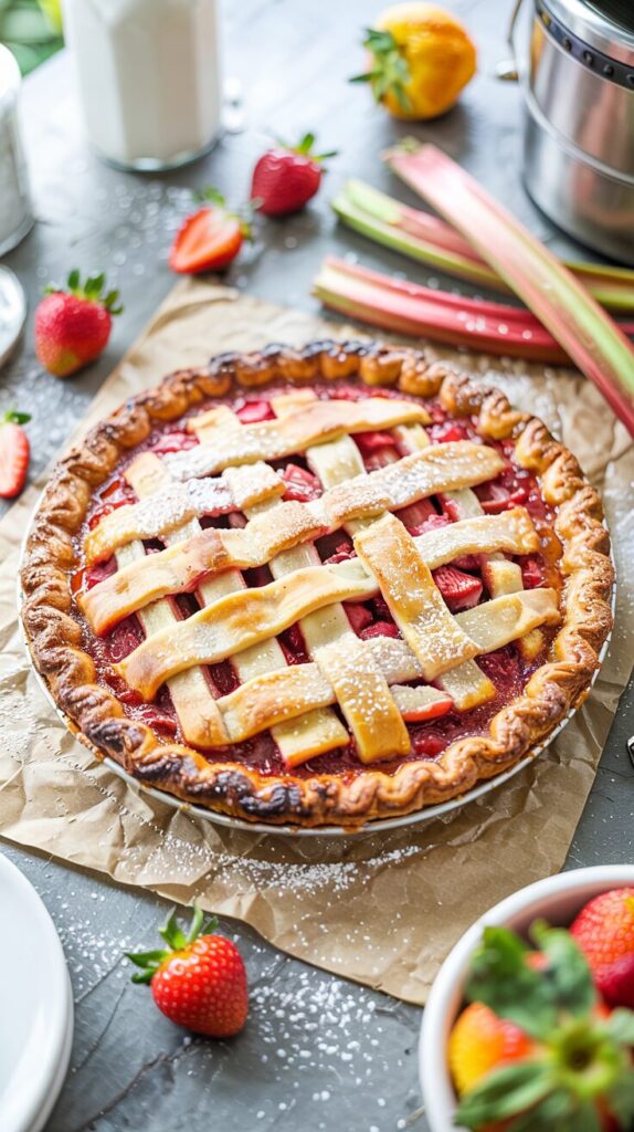 This fresh Strawberry Rhubarb Pie combines the sweet flavor of strawberries with the tartness of rhubarb, creating a delightful dessert.