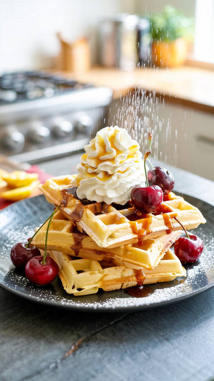 This easy Belgian waffles recipe is perfect for a breakfast or brunch. With a light and fluffy texture, these waffles are sure to impress.