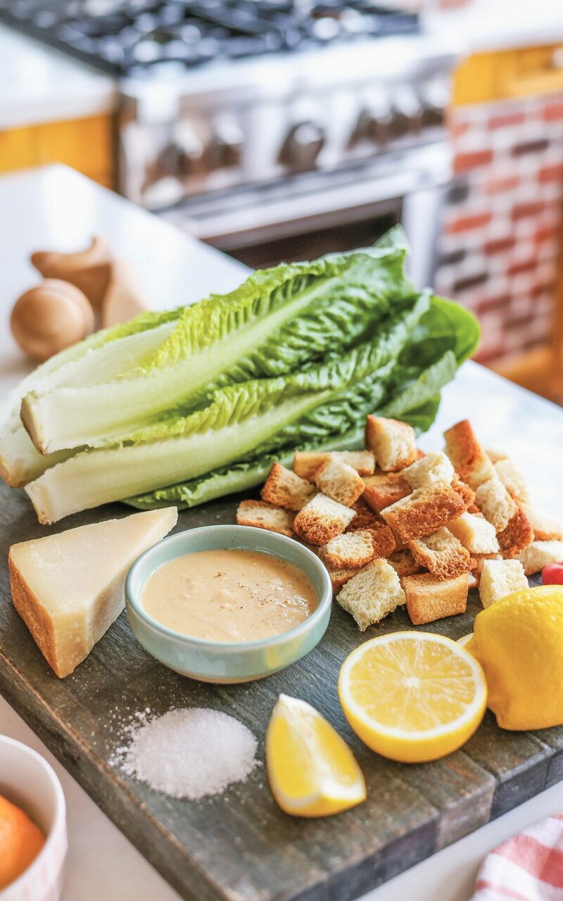 This classic Caesar salad recipe is a delicious timeless favorite that combines crisp romaine lettuce, creamy dressing, and crunchy croutons.