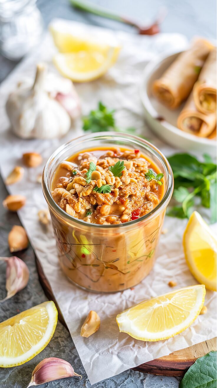 This Peanut Sauce for spring rolls is made with simple ingredients, and both creamy and flavorful, making it the best peanut sauce ever.