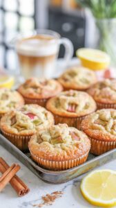 These rhubarb muffins are a delightful treat, perfect for breakfast or as a snack. Made with fresh rhubarb, they offer are always delicious.