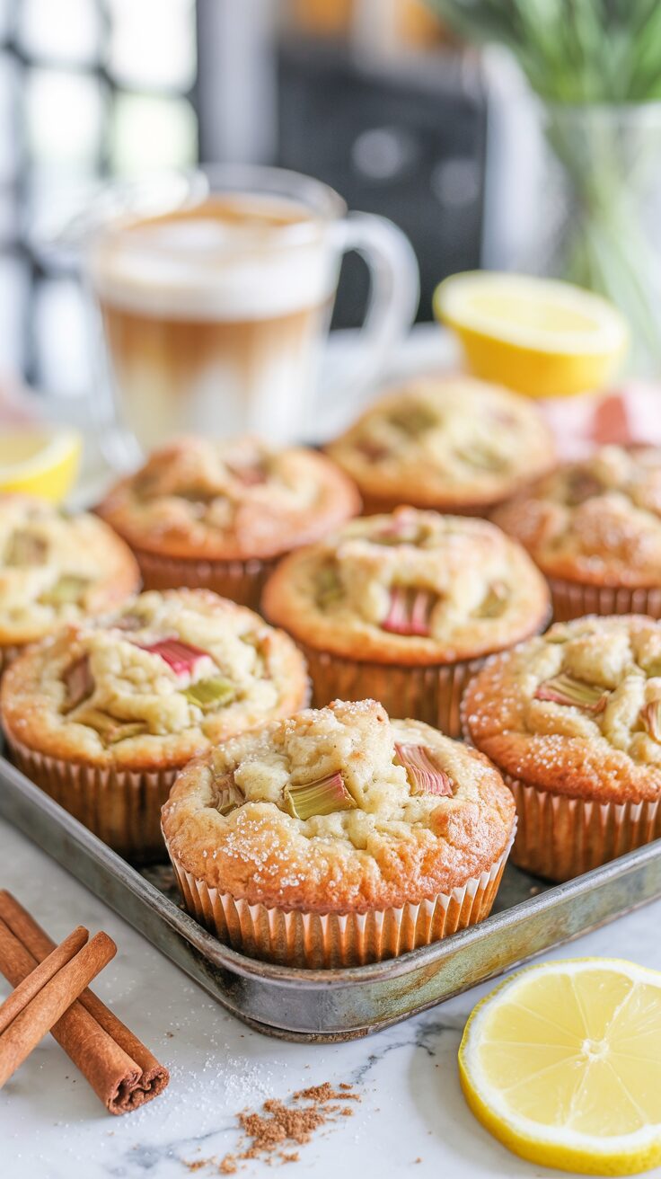 These rhubarb muffins are a delightful treat, perfect for breakfast or as a snack. Made with fresh rhubarb, they offer are always delicious.