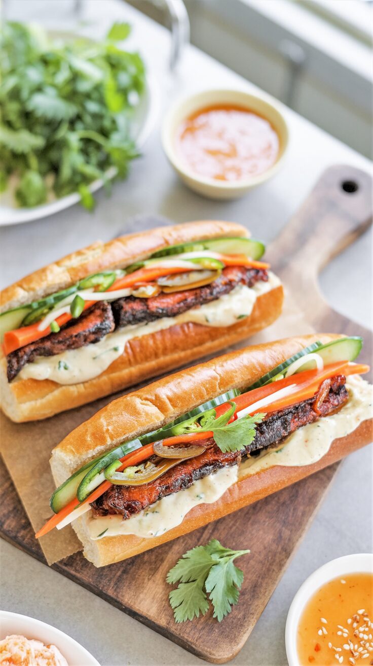 The Vietnamese Sandwich Banh Mi Recipe is a delicous popular Vietnamese dish that combines a crispy baguette with savory fillings.