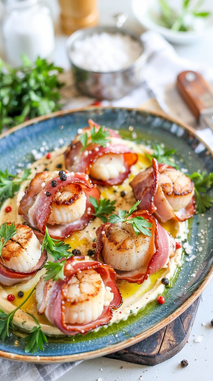 This bacon wrapped scallops recipe is an impressive dish that showcases the flavor of scallops paired with the savory richness of bacon.