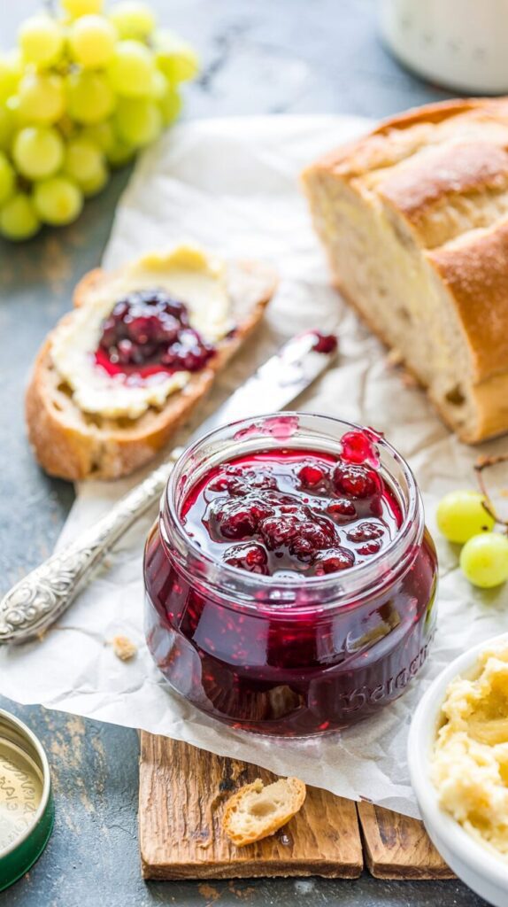This homemade grape jam recipe is a delightful way to preserve the sweet flavor of grapes, perfect for spreading on toast or dessert.