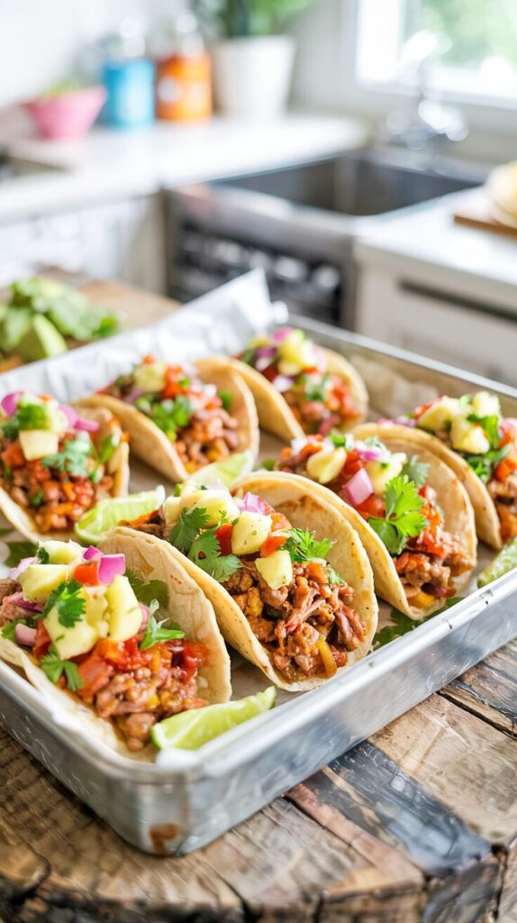 These Ground Pork Tacos with Pineapple Salsa are a delicious twist on traditional pork tacos with hearty ground pork and fresh pineapple