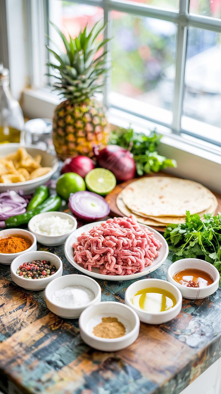 These Ground Pork Tacos with Pineapple Salsa are a delicious twist on traditional pork tacos with hearty ground pork and fresh pineapple