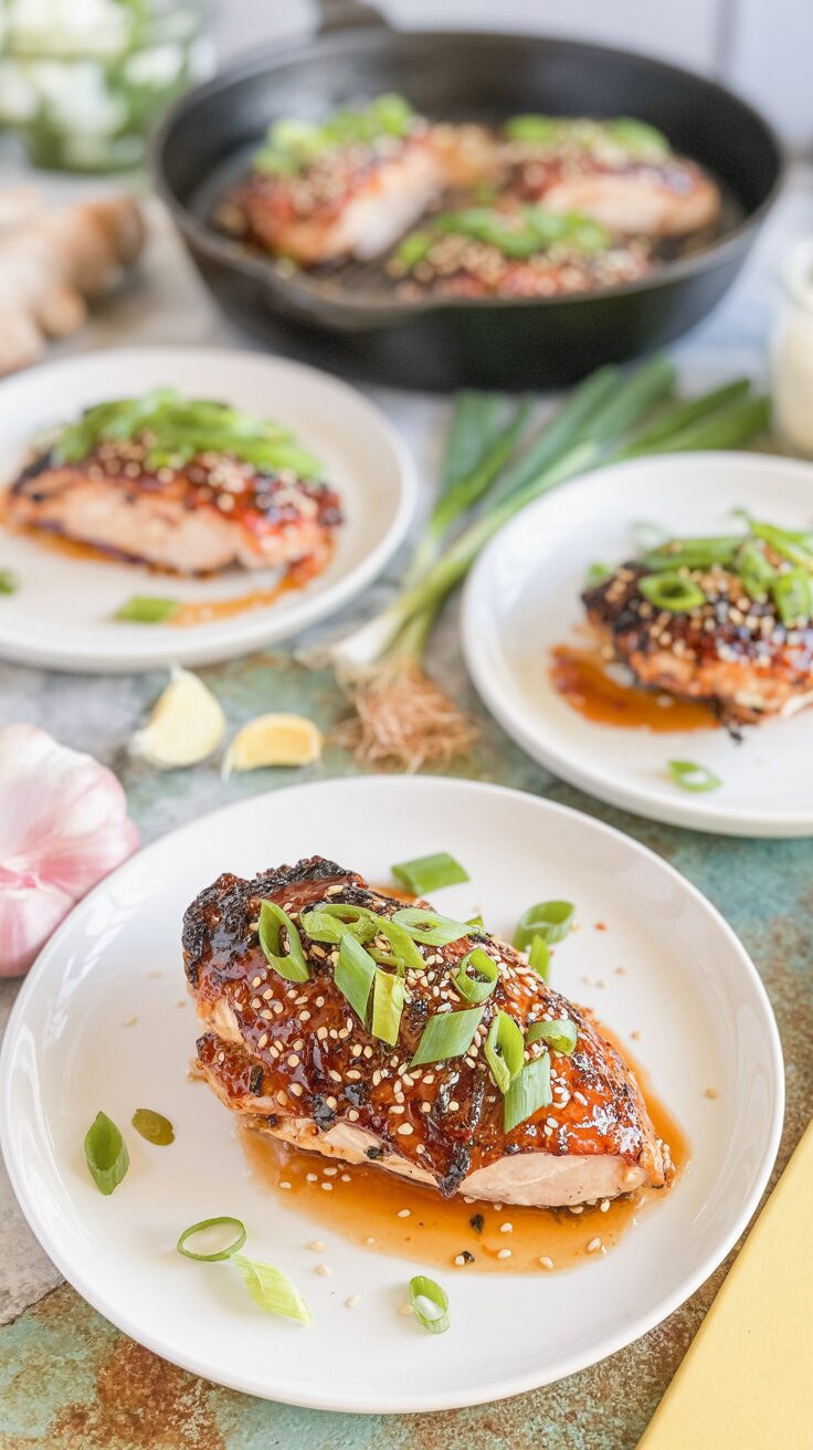This honey garlic chicken is a delicious and easy dish that combines sweet and savory flavors, using boneless skinless chicken breasts.
