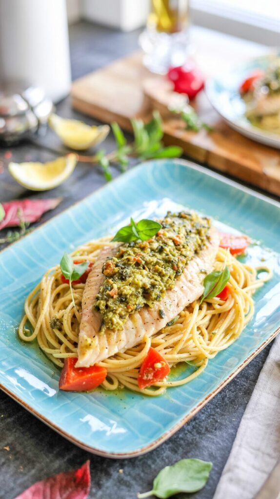 This Lemon Pesto Tilapia Fillet combines the flavors of tilapia with the vibrant taste of pesto, making it an option for a healthy dinner.