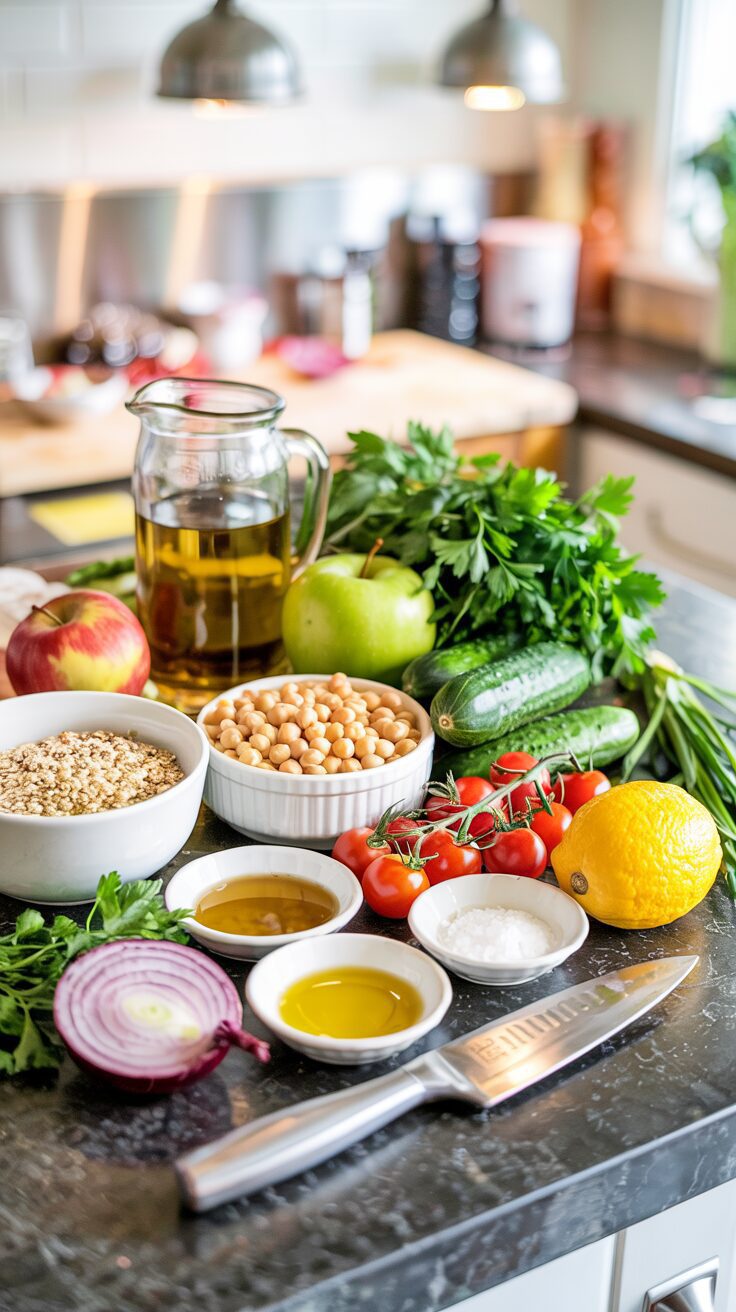 This refreshing lemony quinoa chickpea salad is quick and easy prepared and a nutritious and vibrant dish perfect for any meal.