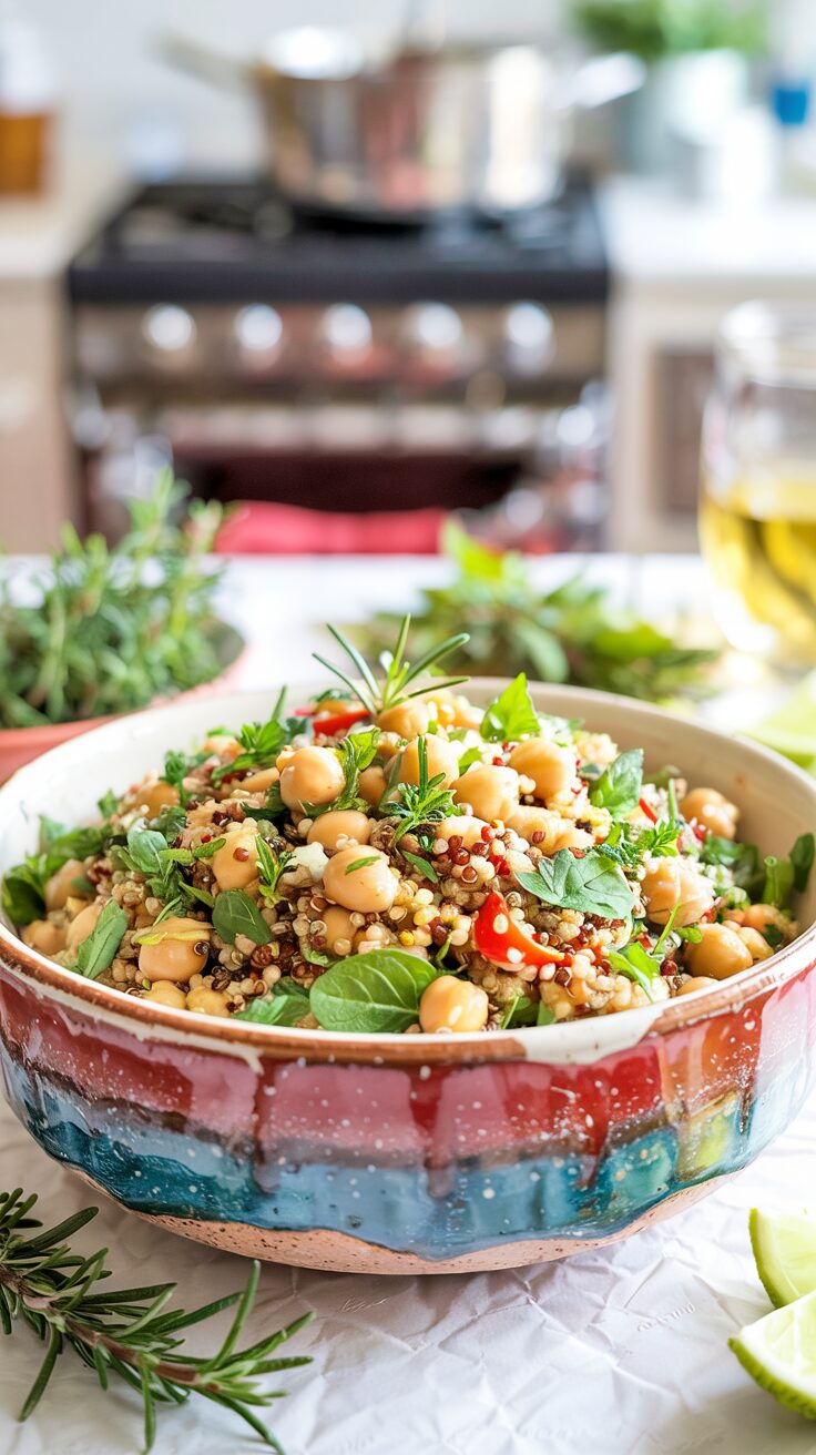 This refreshing lemony quinoa chickpea salad is quick and easy prepared and a nutritious and vibrant dish perfect for any meal.
