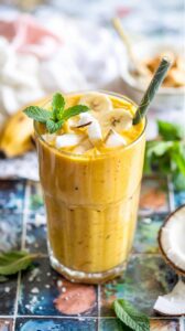This cool mango turmeric smoothie combines the tropical sweetness of mango with the flavor of turmeric, creating vibrant and nutritious drink