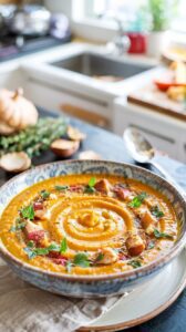 This creamy roasted butternut squash soup is a perfect addition to your Fall Soup Recipes collection - delicious, healthy and easy to make.
