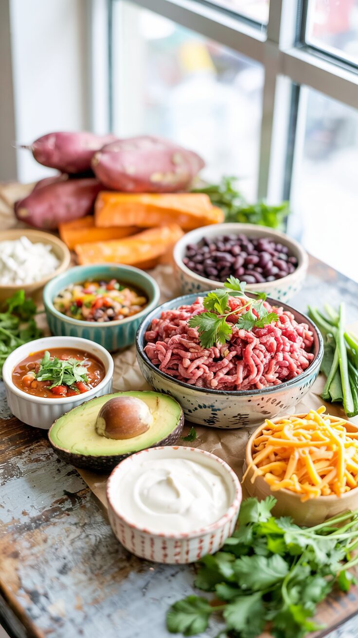 Taco stuffed sweet potatoes are a flavorful twist on traditional tacos, with the sweetness of the sweet potato and a savory filling.