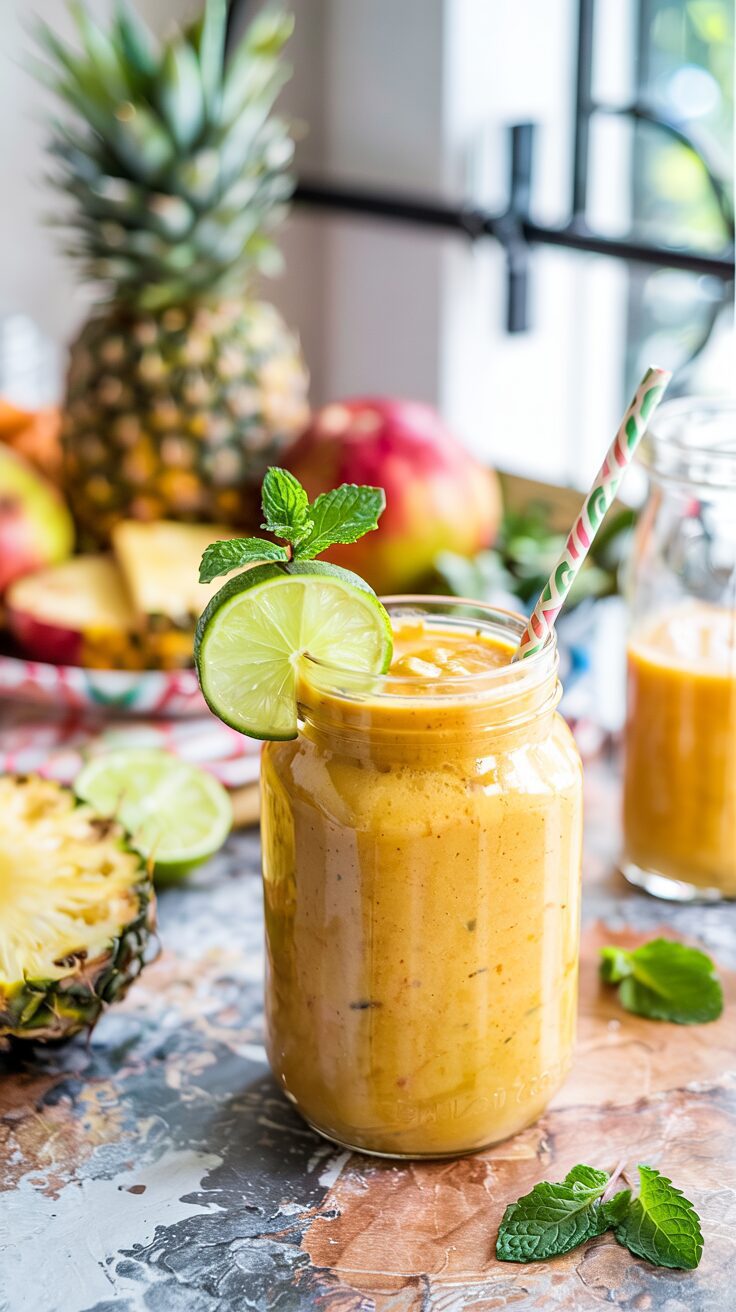 This Tropical Fruit Smoothie is a vibrant drink that captures the essence of summer, packed with tropical fruits and a creamy texture.
