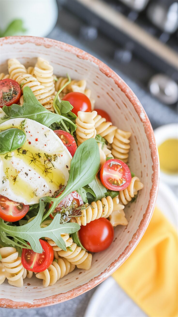 This caprese pasta salad recipe combines the classic flavors of a caprese salad with the delicious character and heartiness of pasta.