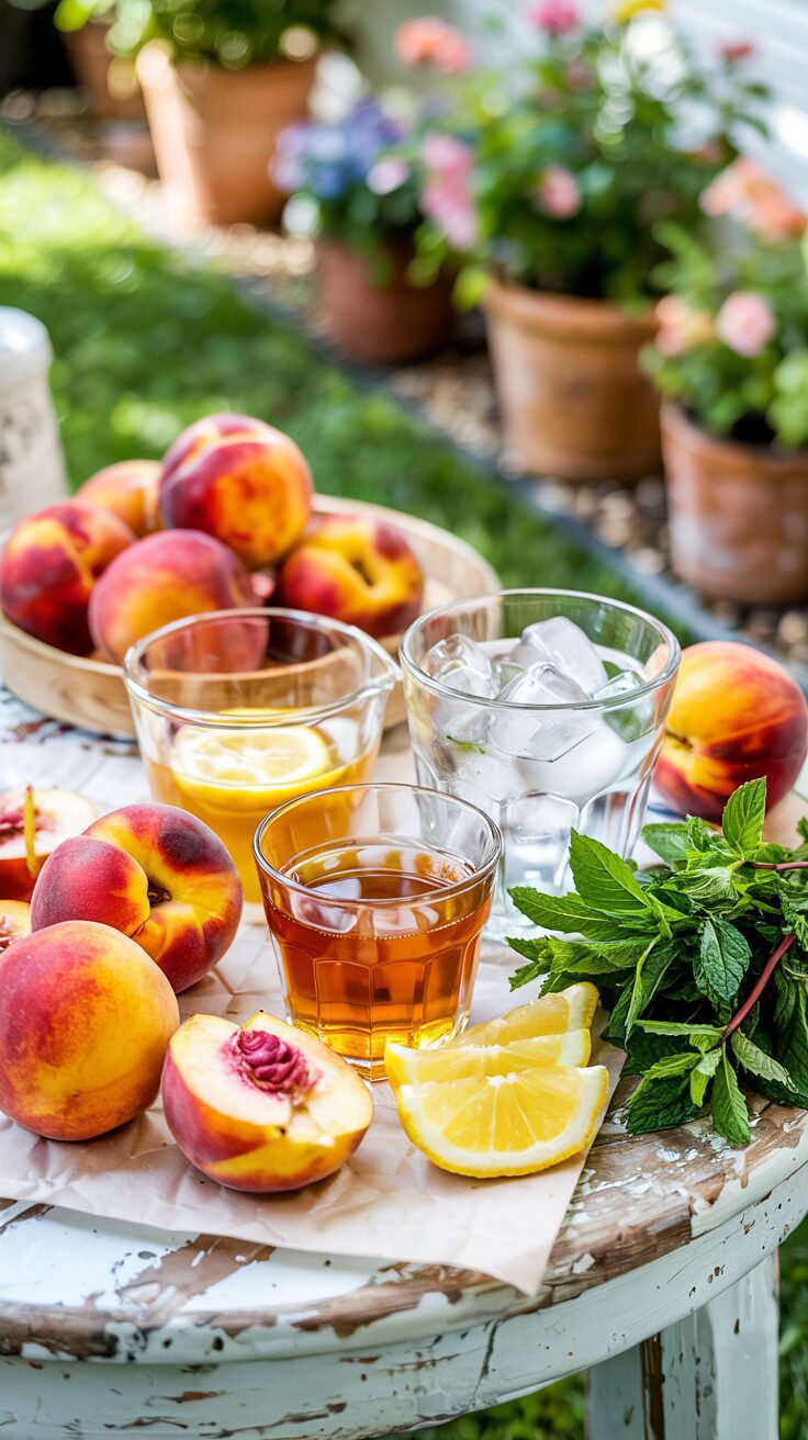 This Frozen Peach Lemonade Slushie is a delightful summer treat that combines the sweetness of peaches with the tanginess of lemonade.