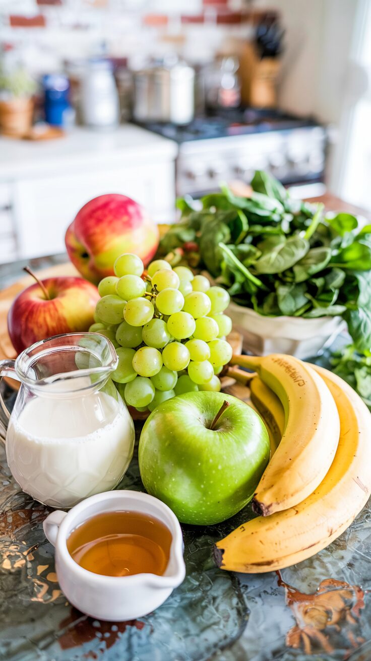 This green grape smoothie is an easy option for a breakfast or snack, combining the sweetness of grapes with the freshness of the greens.