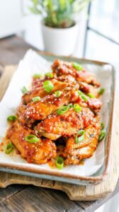 These spicy Korean chicken wings are a delicious and flavorful dish that combines the perfect balance of heat and sweetness.